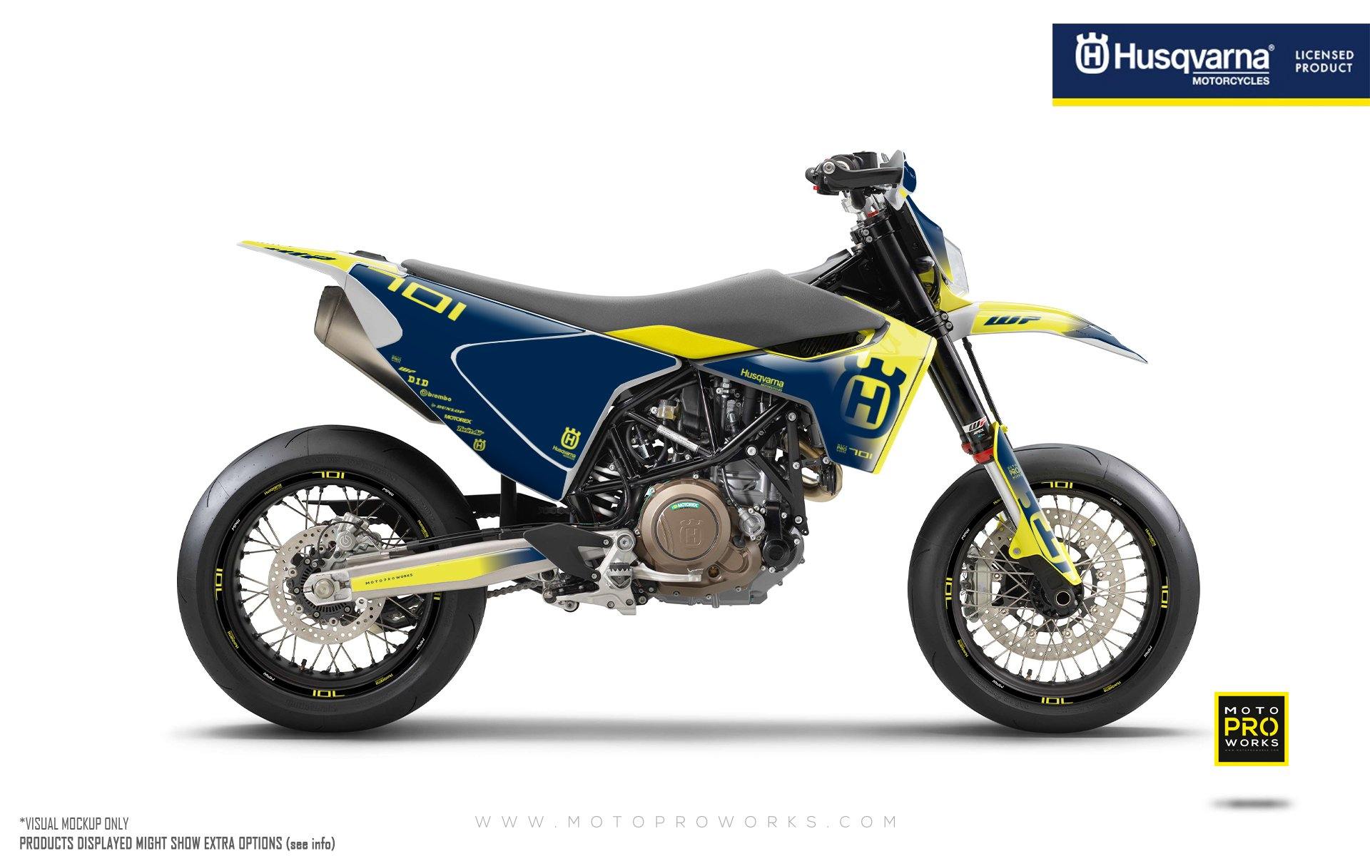 Husqvarna 701 GRAPHIC KIT - "Ghost" (Yellow/Blue) - MotoProWorks | Decals and Bike Graphic kit