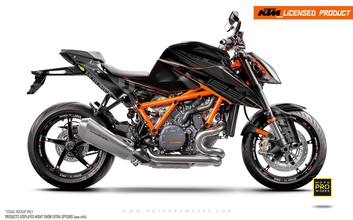 KTM 1290 Superduke R GRAPHIC KIT - &quot;Vortex&quot; (Black) - MotoProWorks | Decals and Bike Graphic kit