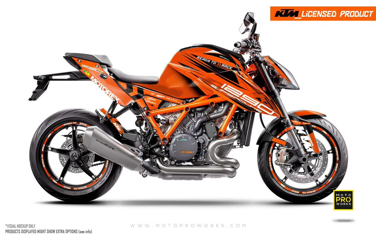 KTM 1290 Superduke R GRAPHIC KIT - &quot;Vortex&quot; (Orange) - MotoProWorks | Decals and Bike Graphic kit