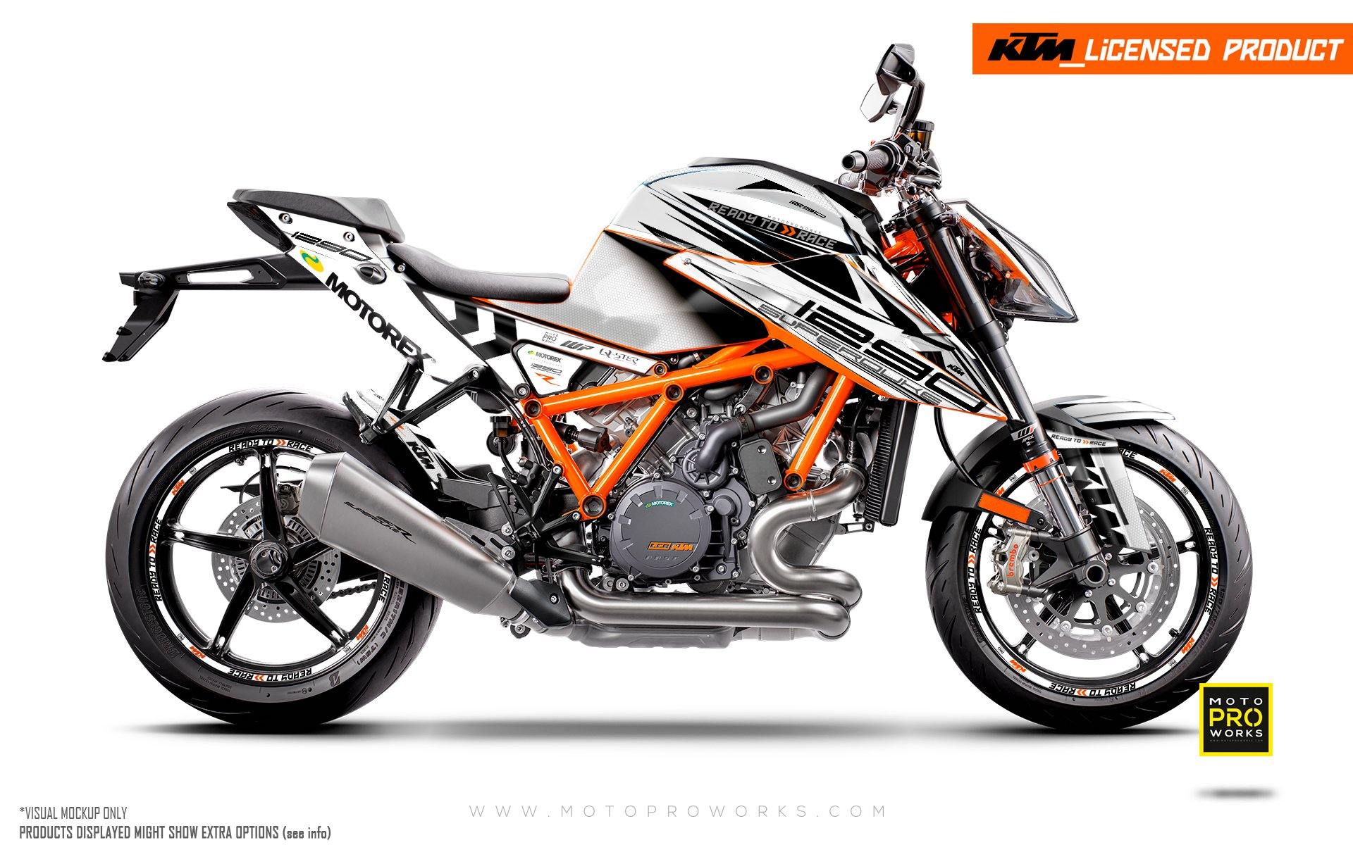 KTM 1290 Superduke R GRAPHIC KIT - "Vortex" (White) - MotoProWorks | Decals and Bike Graphic kit