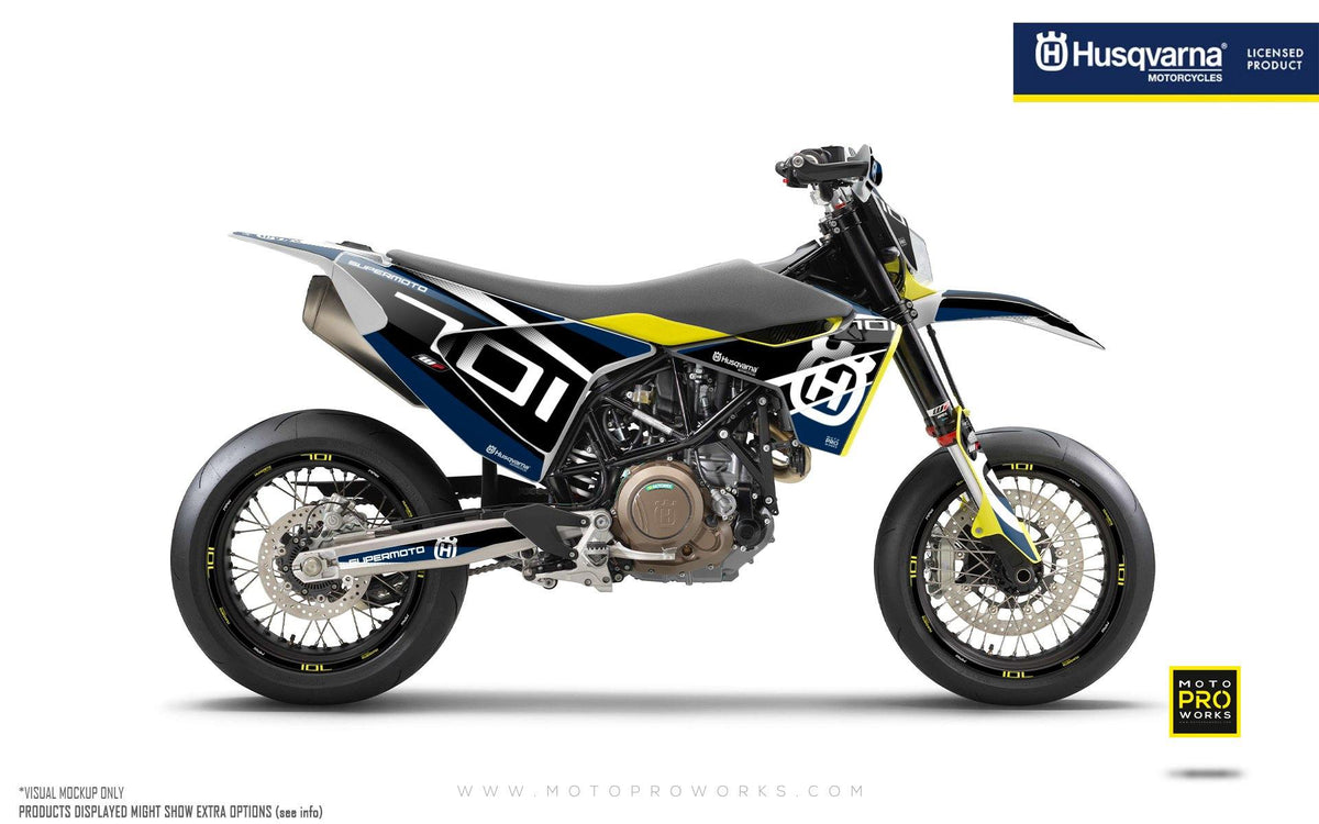 Husqvarna 701 GRAPHIC KIT - &quot;MarkSeven&quot; (Blue) - MotoProWorks | Decals and Bike Graphic kit