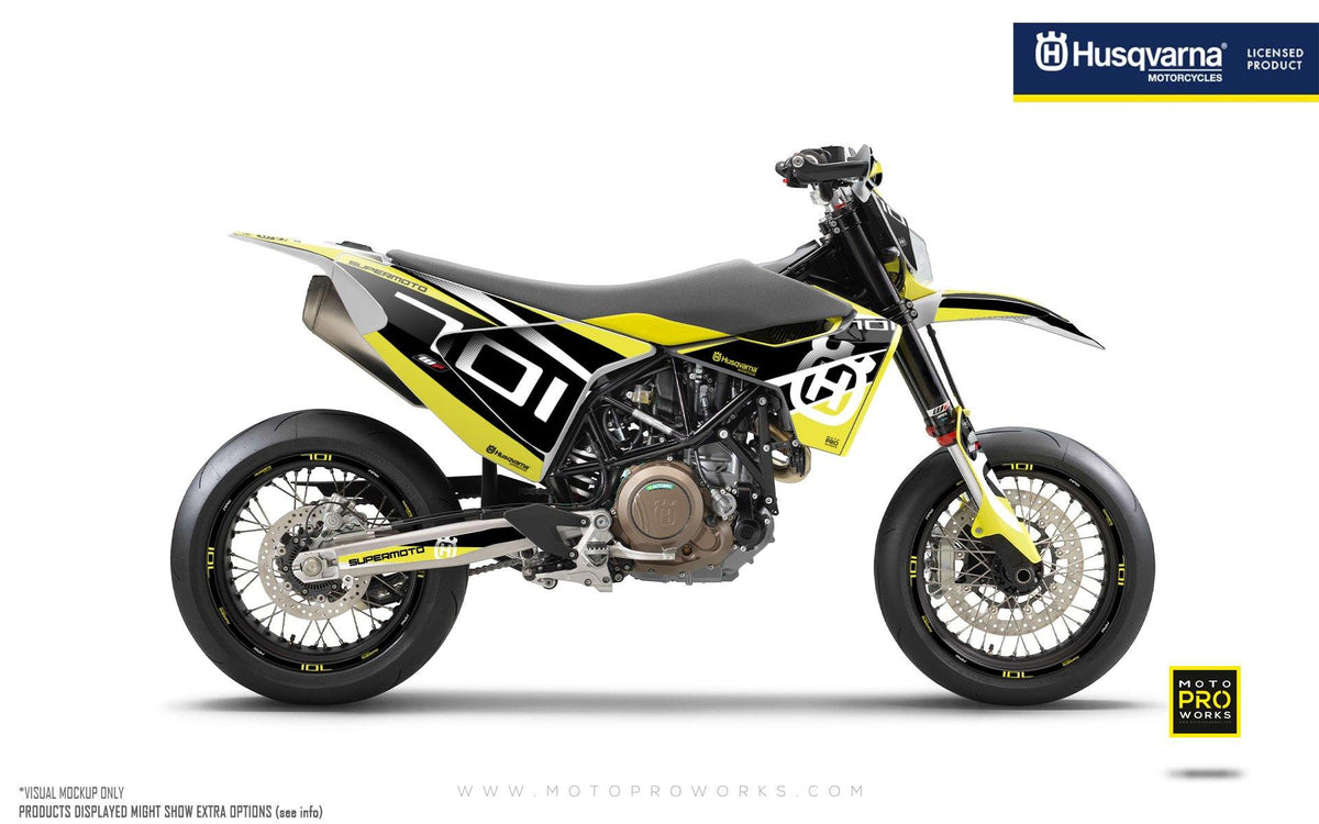 Husqvarna 701 GRAPHIC KIT - &quot;MarkSeven&quot; (Yellow) - MotoProWorks | Decals and Bike Graphic kit