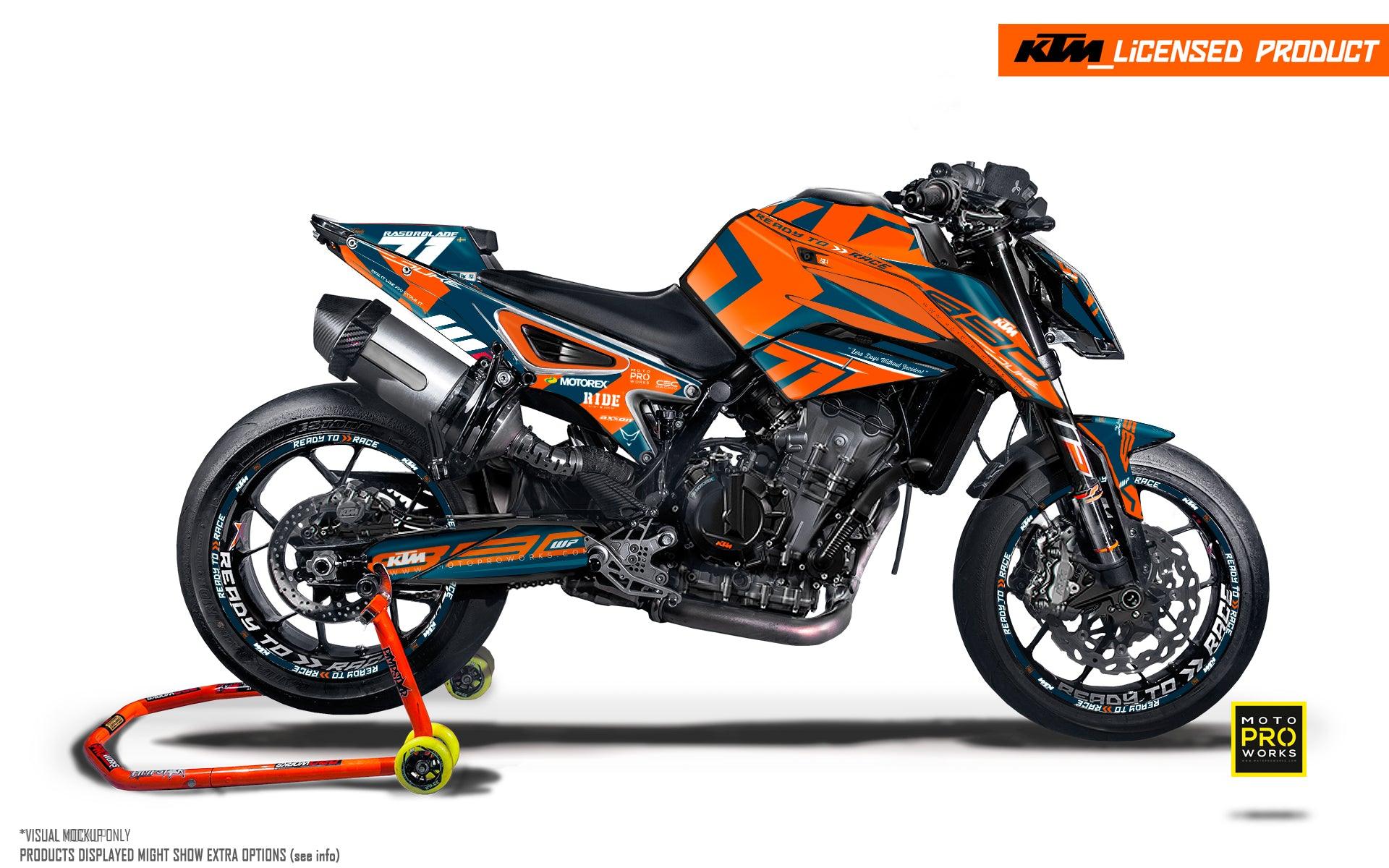 KTM 790/890 Duke GRAPHICS - "Rasorblade" (Blue/Orange) - MotoProWorks