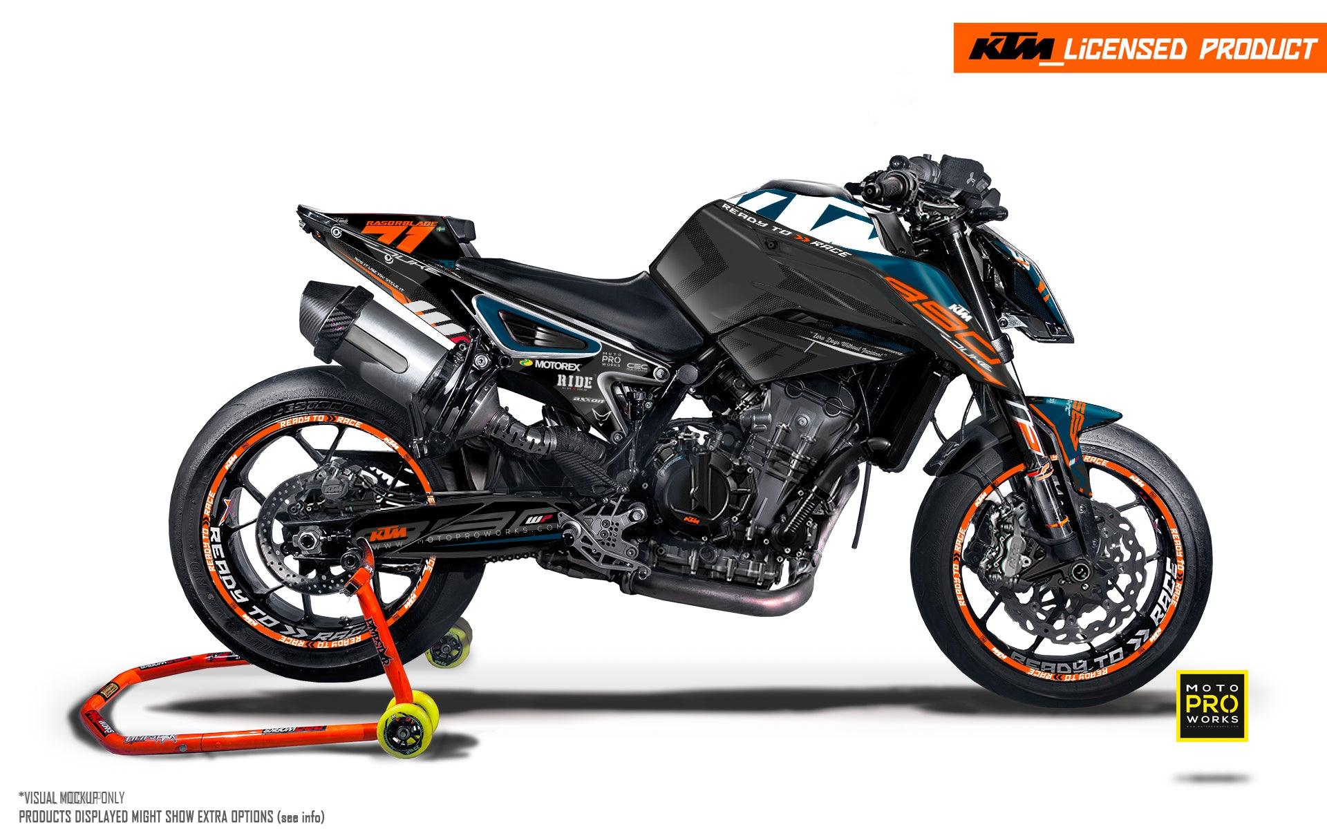 KTM 790/890 Duke GRAPHICS - "Rasorblade" (Blue/Orange/Black) - MotoProWorks