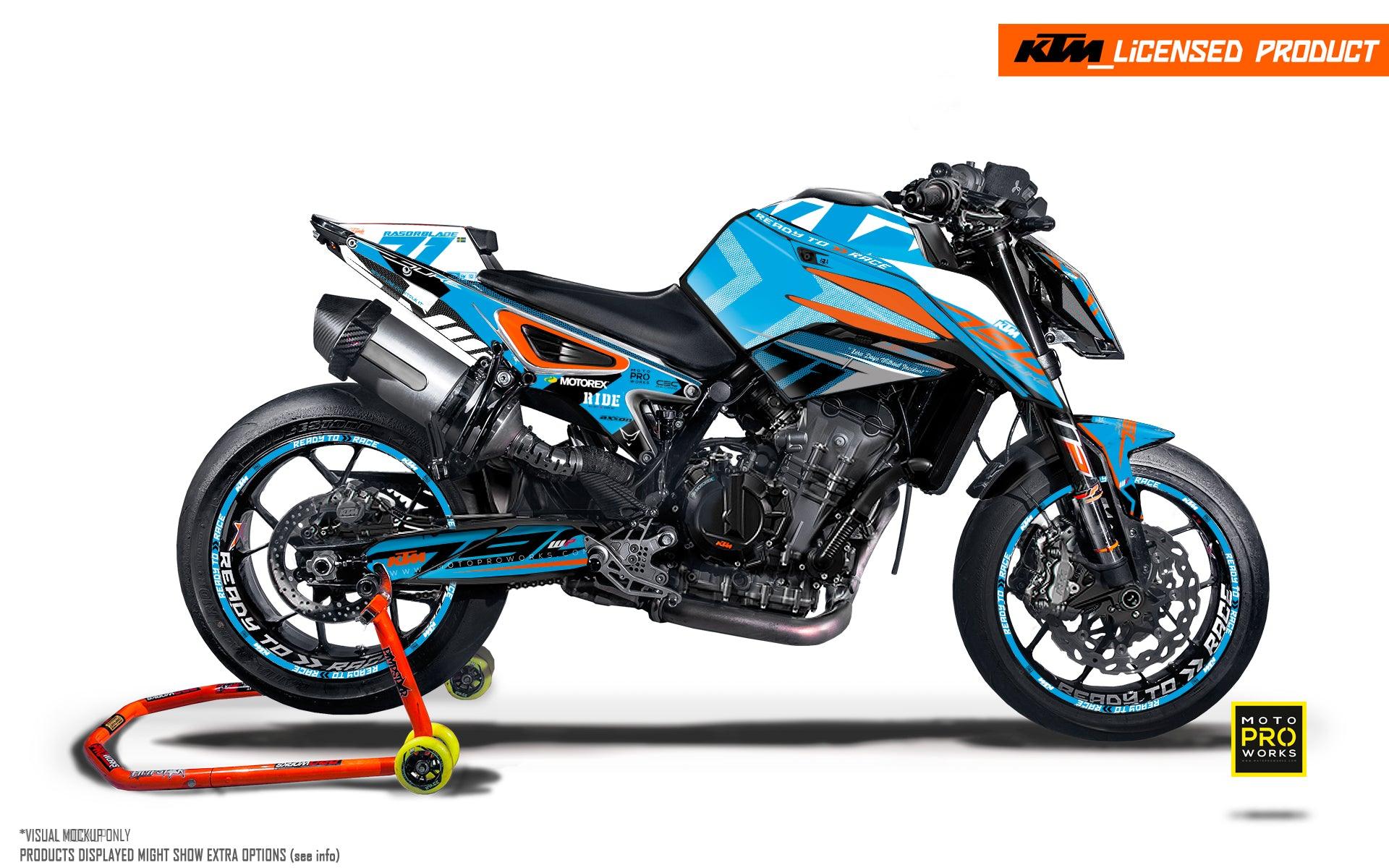 KTM 790/890 Duke GRAPHICS - "Rasorblade" (Blue/Orange/White) - MotoProWorks