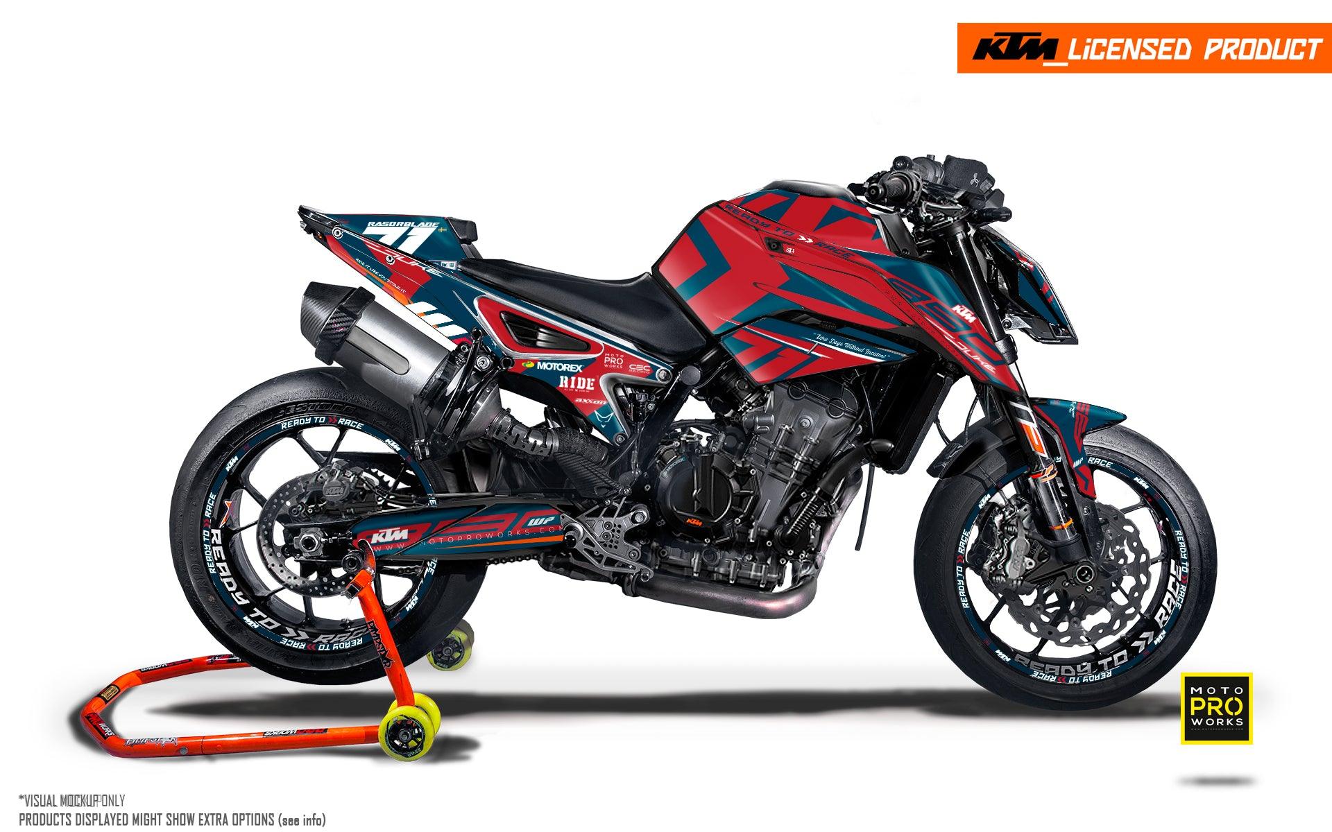 KTM 790/890 Duke GRAPHICS - "Rasorblade" (Red/Blue) - MotoProWorks