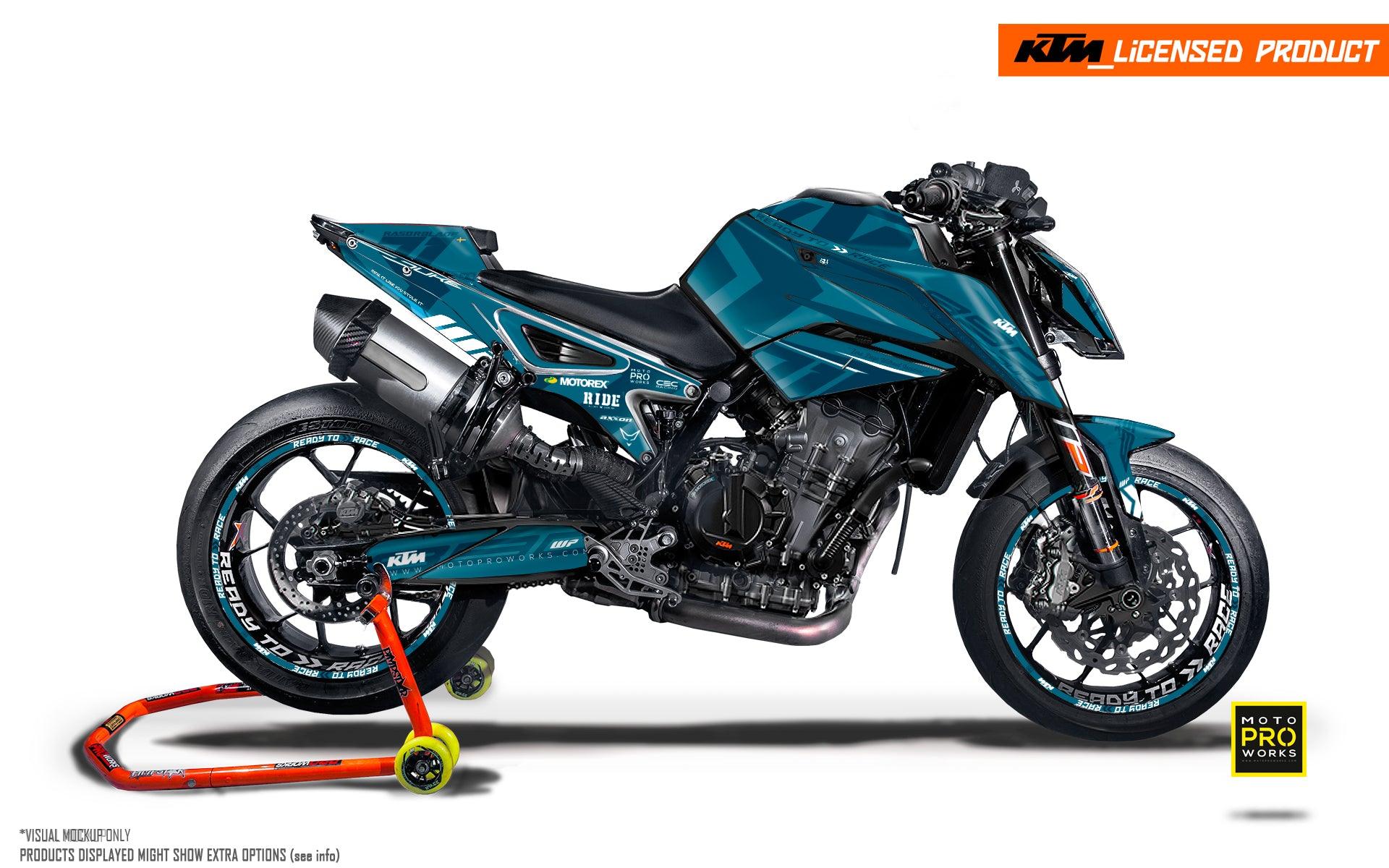 KTM 790/890 Duke GRAPHICS - "Rasorblade" (Teal/Blue) - MotoProWorks