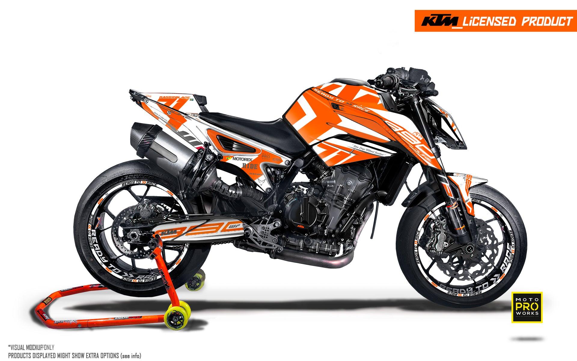 KTM 790/890 Duke GRAPHICS - "Rasorblade" (White/Orange) - MotoProWorks