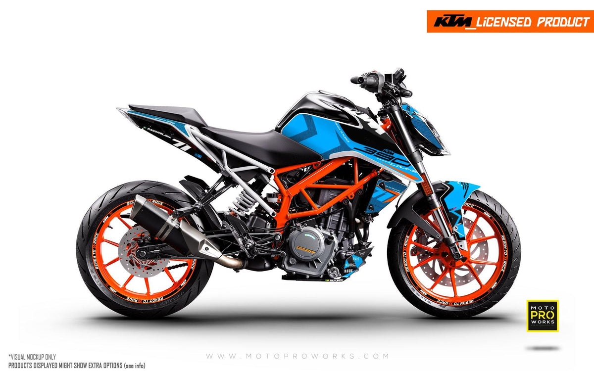 KTM 125/200/250/390 Duke GRAPHIC KIT - &quot;Rasorblade&quot; (Blue) - MotoProWorks | Decals and Bike Graphic kit