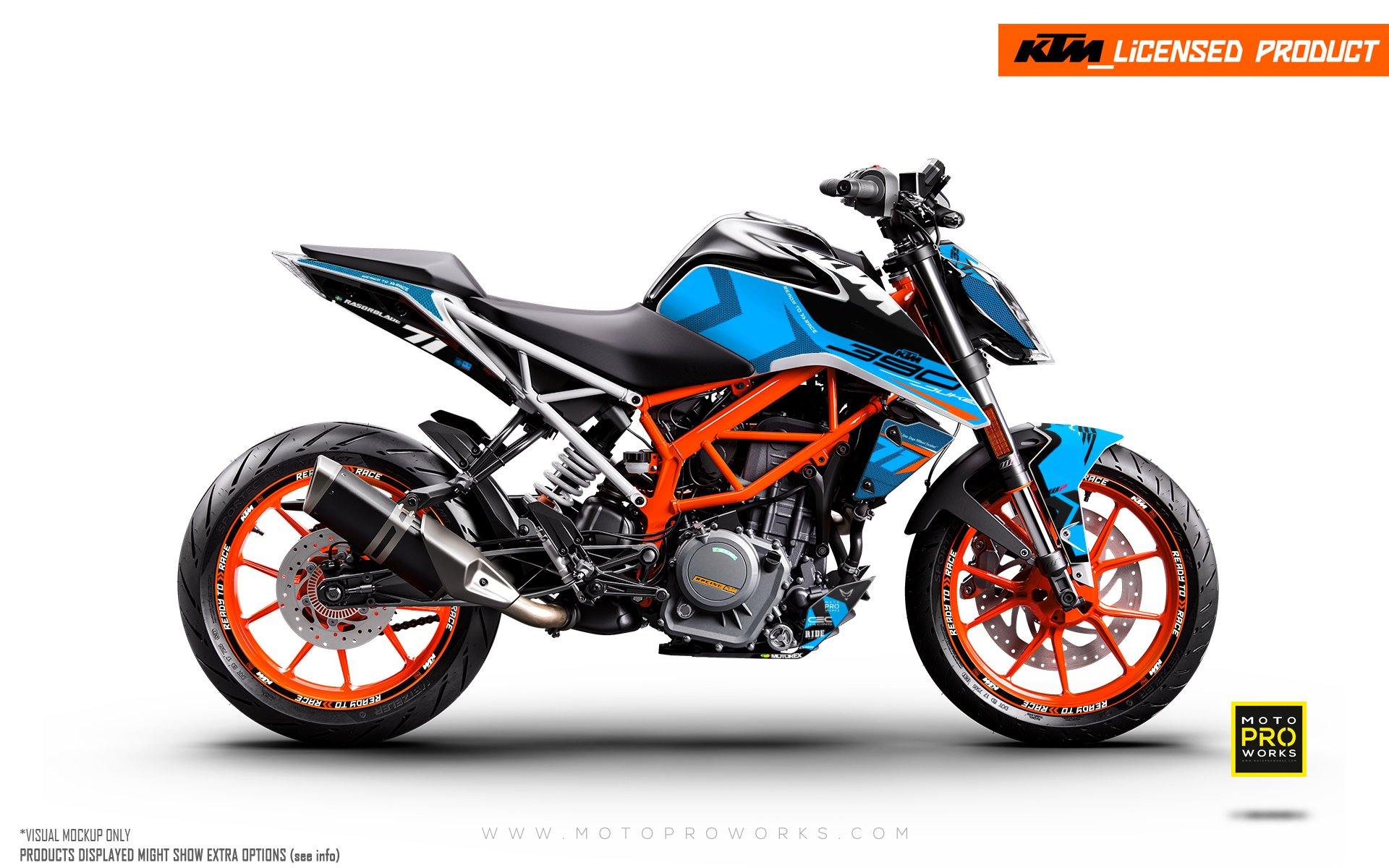 KTM 125/200/250/390 Duke GRAPHIC KIT - "Rasorblade" (Blue) - MotoProWorks | Decals and Bike Graphic kit