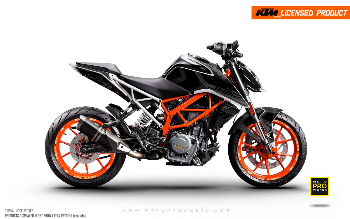 KTM 125/200/250/390 Duke GRAPHIC KIT - &quot;Rasorblade&quot; (Stealth) - MotoProWorks | Decals and Bike Graphic kit