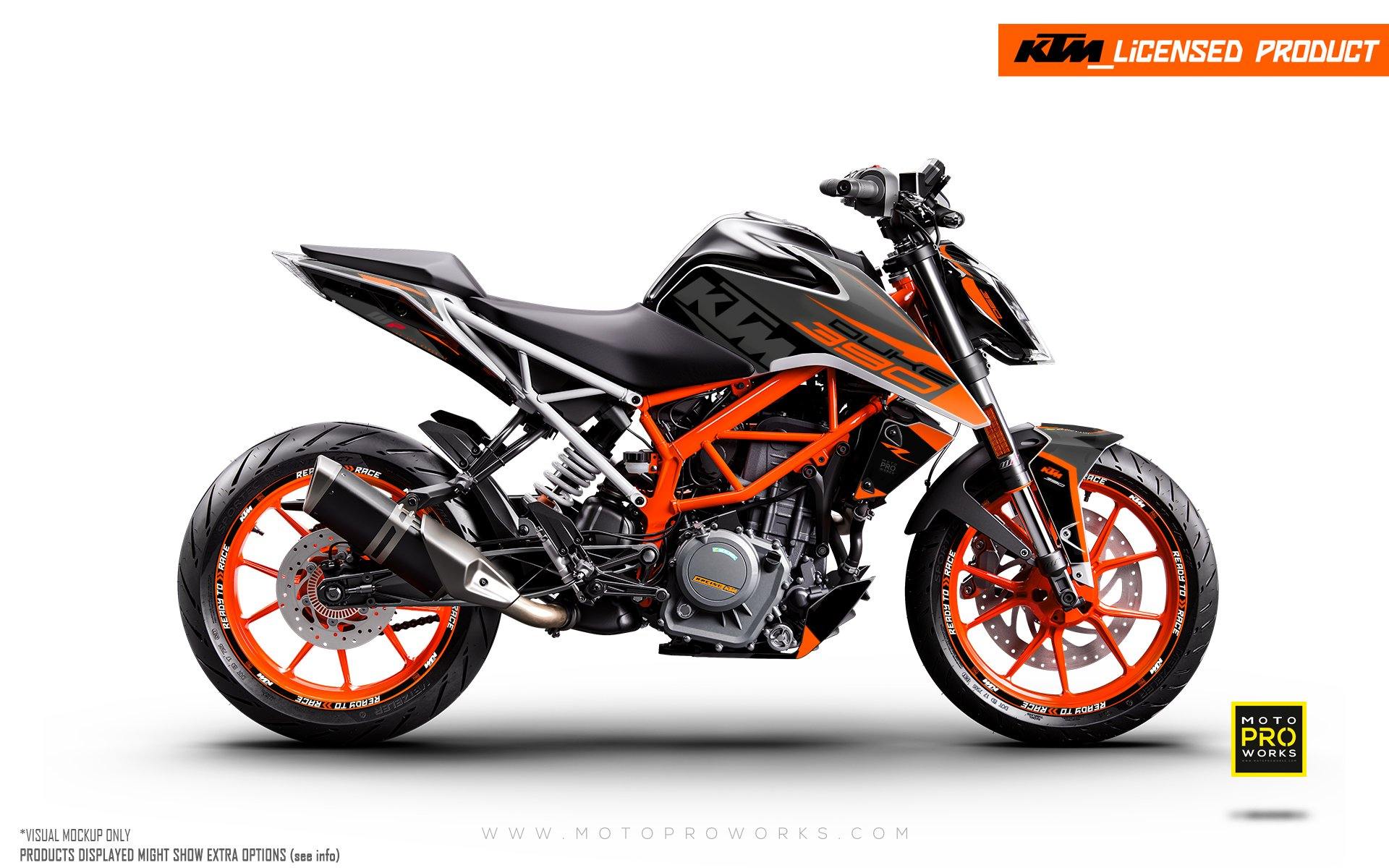 KTM 125/200/250/390 Duke GRAPHIC KIT - "Torque" (Black/Orange) - MotoProWorks | Decals and Bike Graphic kit