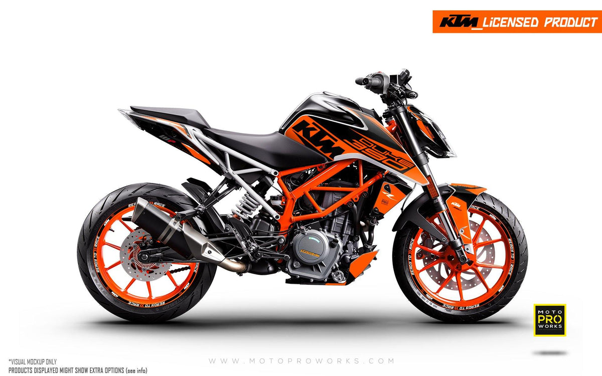 KTM 125/200/250/390 Duke GRAPHIC KIT - &quot;Torque&quot; (Orange) - MotoProWorks | Decals and Bike Graphic kit