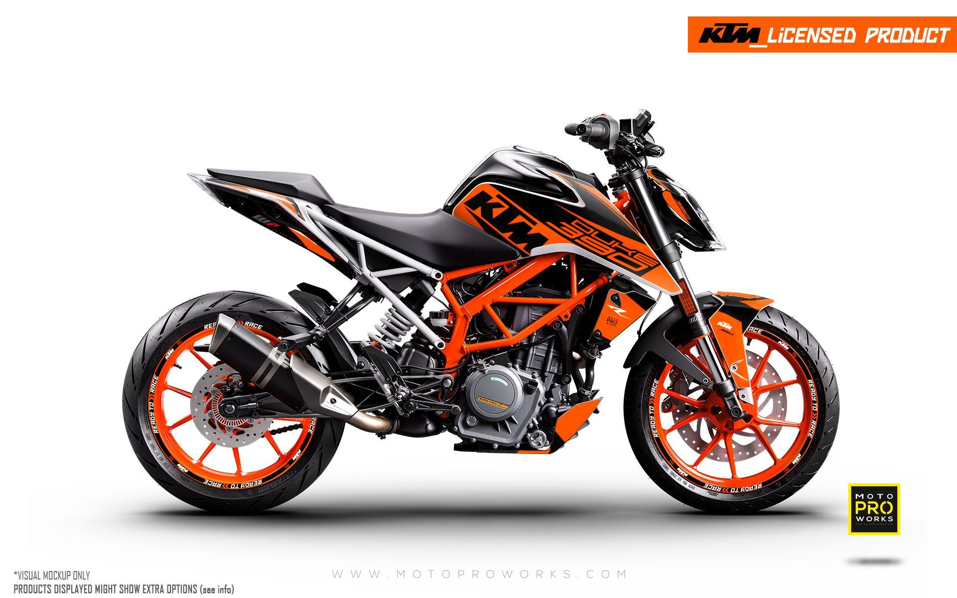 KTM 125/200/250/390 Duke GRAPHIC KIT - "Torque" (Orange) - MotoProWorks | Decals and Bike Graphic kit