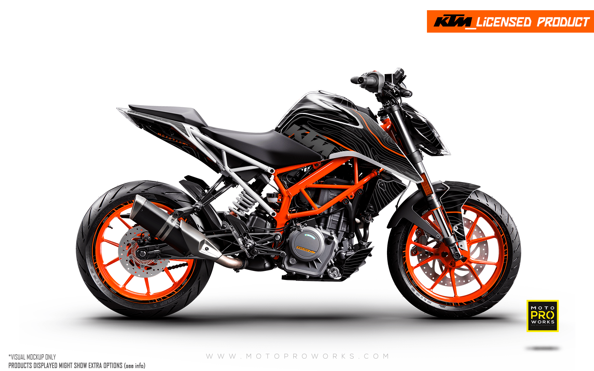 KTM 125/200/250/390 Duke GRAPHICS - "Topography" (Black/Orange)