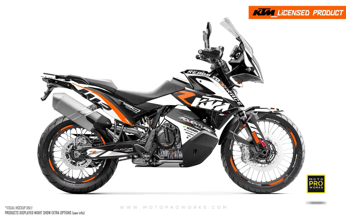 KTM 790/890 Adventure R/S GRAPHIC KIT - &quot;RR-Tech&quot; (White) - MotoProWorks | Decals and Bike Graphic kit