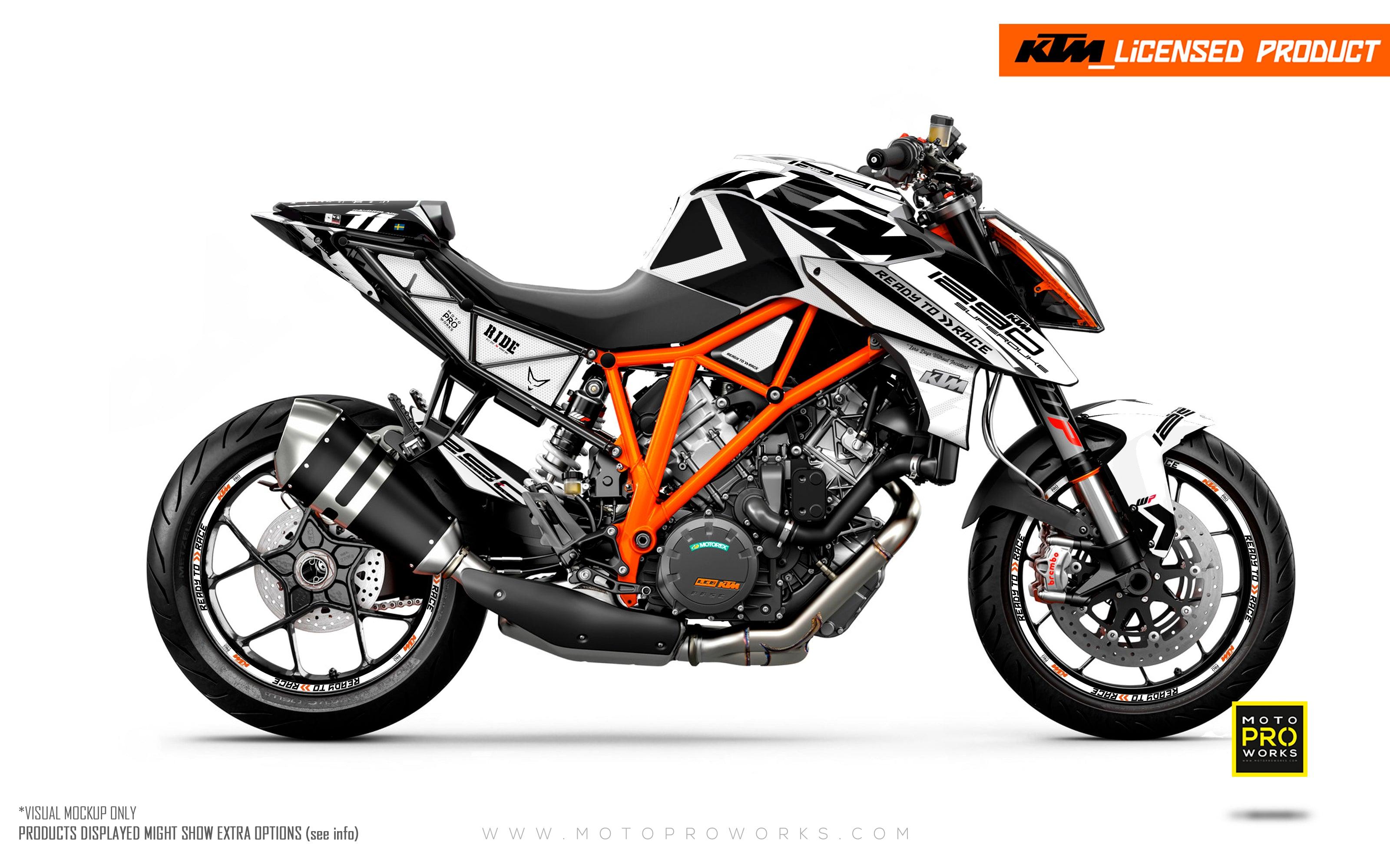 KTM 1290 Super Duke R GRAPHICS - "Rasorblade" (White) - MotoProWorks