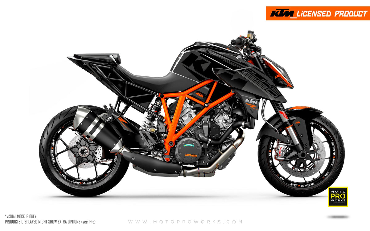 KTM 1290 Super Duke R GRAPHIC KIT - &quot;Torque&quot; (Grey/black) - MotoProWorks | Decals and Bike Graphic kit