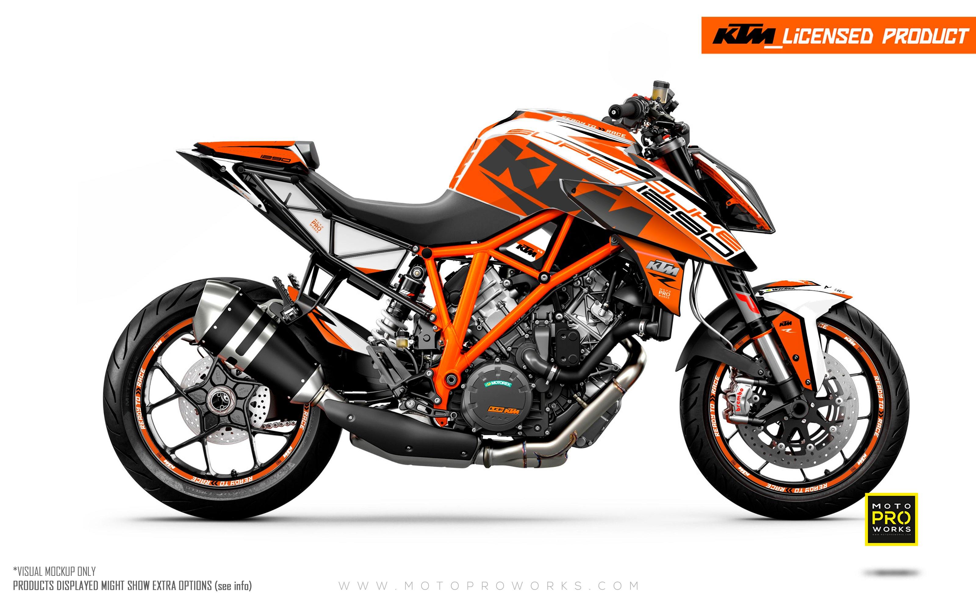 KTM 1290 Super Duke R GRAPHIC KIT - "Torque" (Orange/White) - MotoProWorks | Decals and Bike Graphic kit