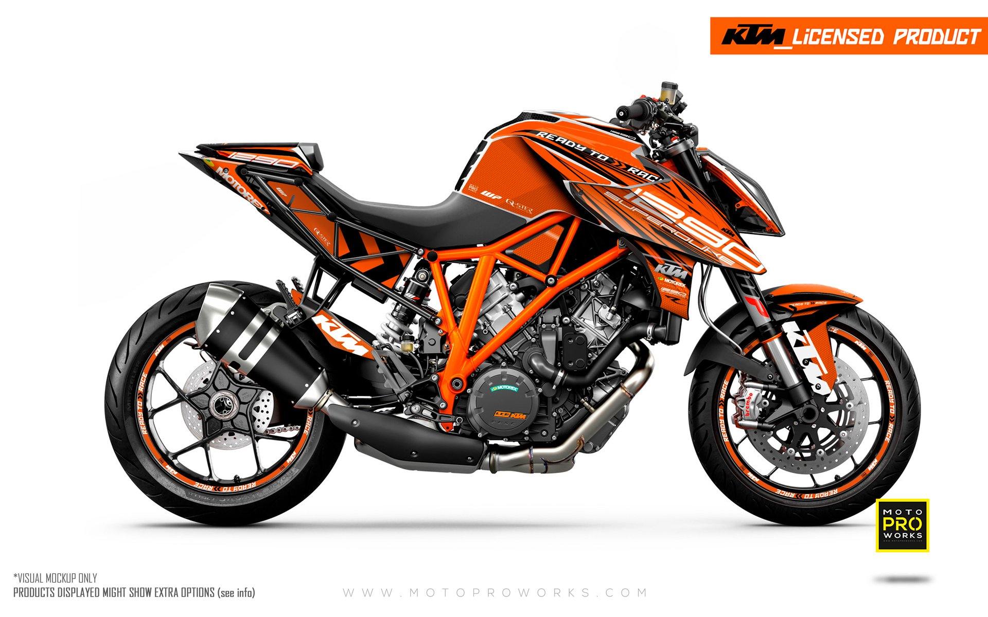 KTM 1290 Super Duke R GRAPHIC KIT - "Vortex" (Orange) - MotoProWorks | Decals and Bike Graphic kit