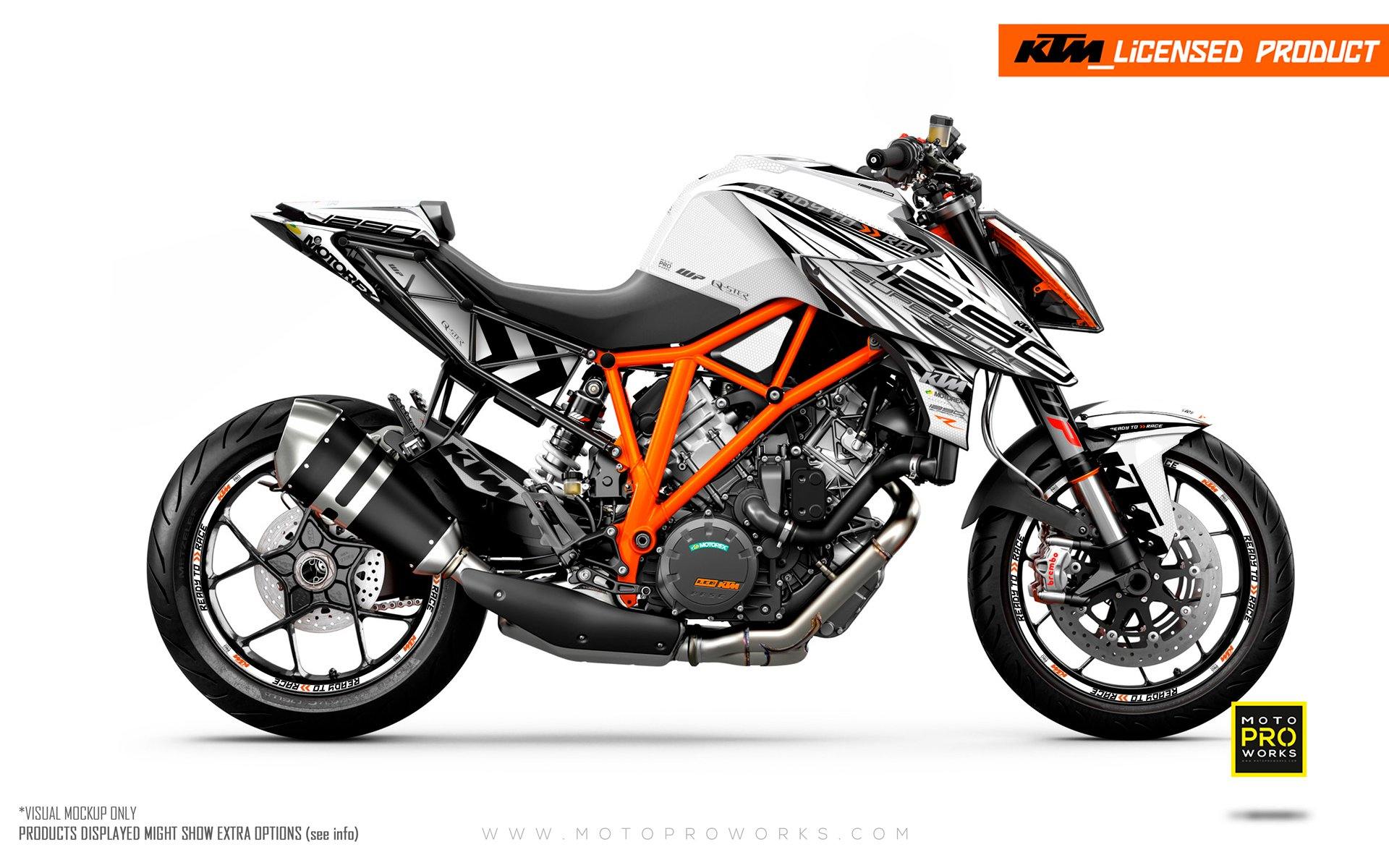 KTM 1290 Super Duke R GRAPHIC KIT - "Vortex" (White) - MotoProWorks | Decals and Bike Graphic kit