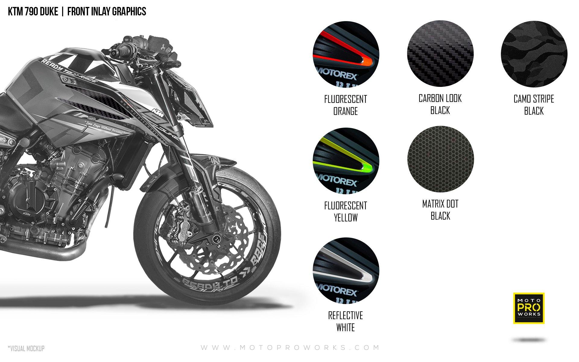 Front Inlay Graphics - KTM 790 Duke - MotoProWorks | Decals and Bike Graphic kit