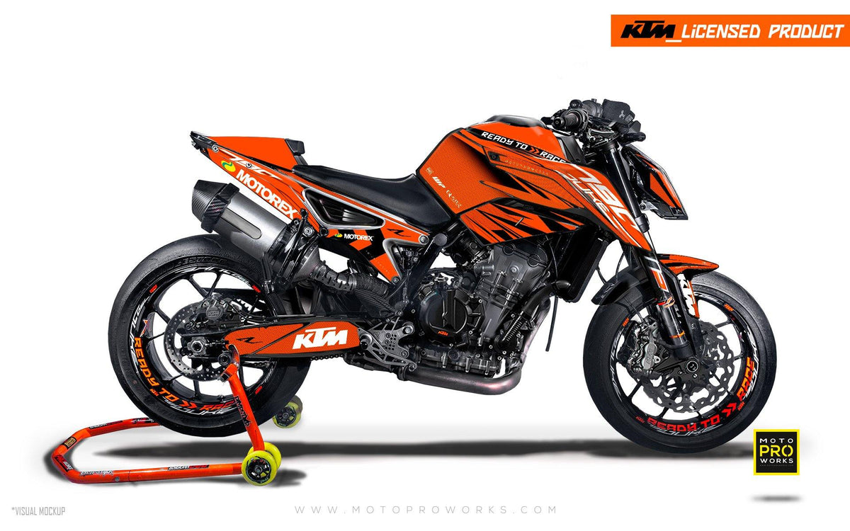 KTM 790/890 Duke GRAPHIC KIT - &quot;Vortex&quot; (Orange) - MotoProWorks | Decals and Bike Graphic kit