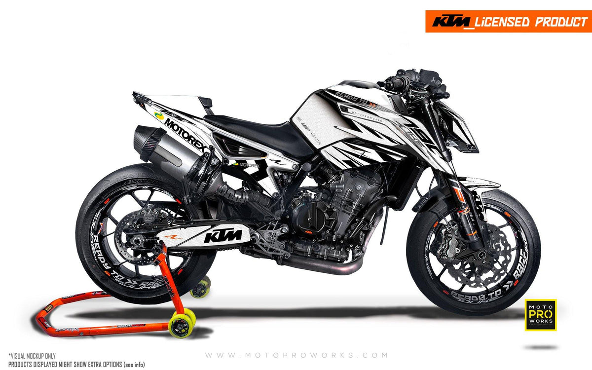 KTM 790/890 Duke GRAPHIC KIT - &quot;Vortex&quot; (White) - MotoProWorks | Decals and Bike Graphic kit