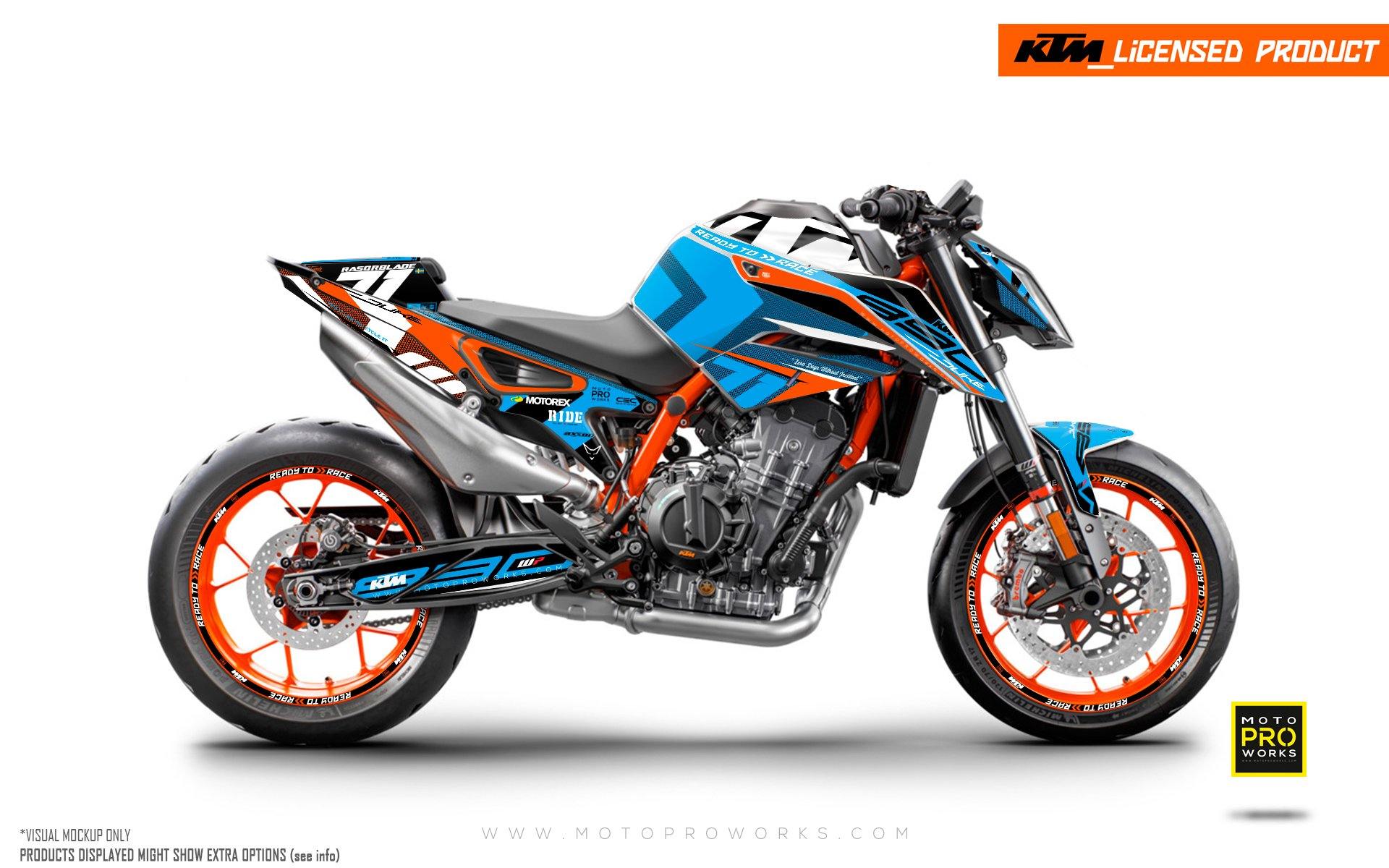 KTM 890 Duke R GRAPHIC KIT - "Rasorblade" (Blue) - MotoProWorks | Decals and Bike Graphic kit