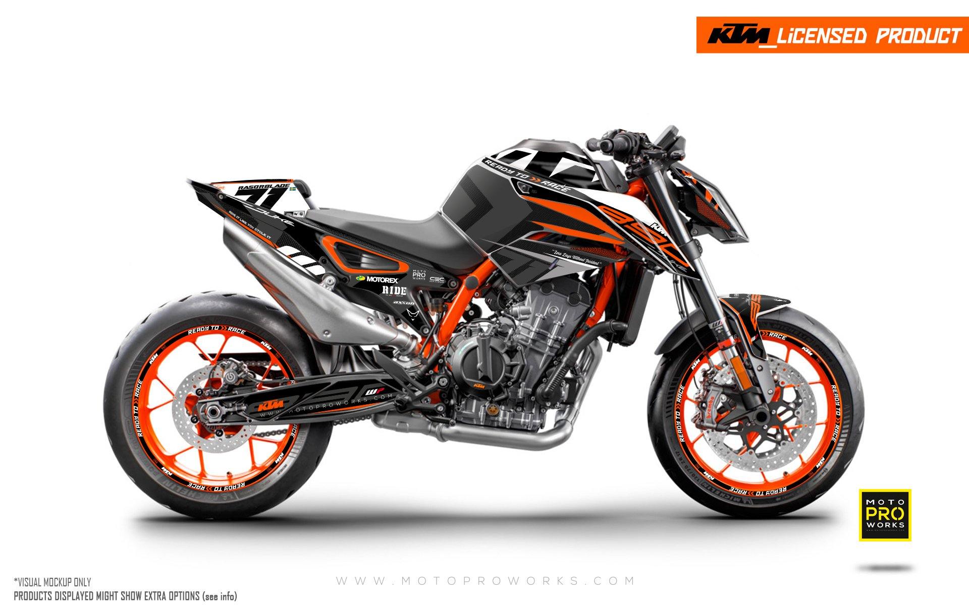 KTM 890 Duke R GRAPHIC KIT - "Rasorblade" (Black/Orange) - MotoProWorks | Decals and Bike Graphic kit