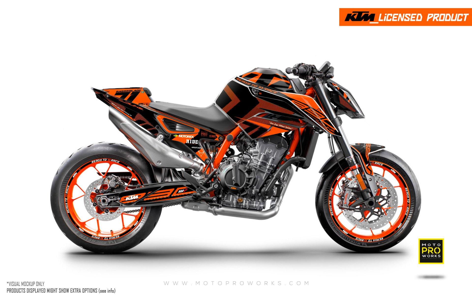KTM 890 Duke R GRAPHIC KIT - "Rasorblade" (Orange) - MotoProWorks | Decals and Bike Graphic kit