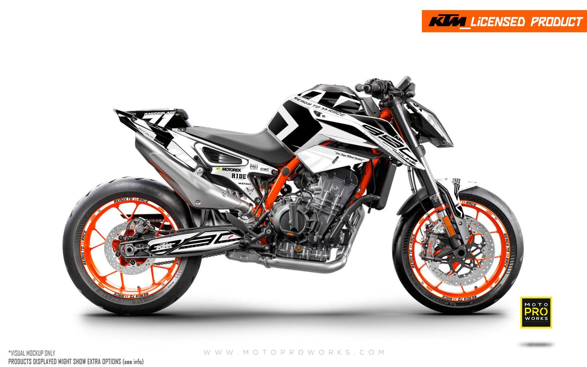KTM 890 Duke R GRAPHIC KIT - &quot;Rasorblade&quot; (White) - MotoProWorks | Decals and Bike Graphic kit