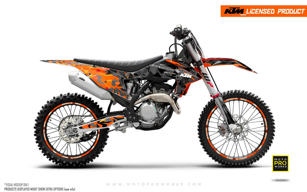 KTM GRAPHIC KIT - SX/SFX &quot;Flake&quot; (Black/Orange) - MotoProWorks | Decals and Bike Graphic kit