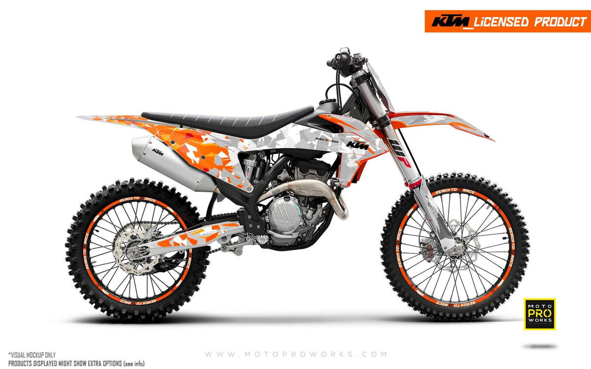 KTM GRAPHIC KIT - SX/SFX &quot;Flake&quot; (Grey/Orange) - MotoProWorks | Decals and Bike Graphic kit