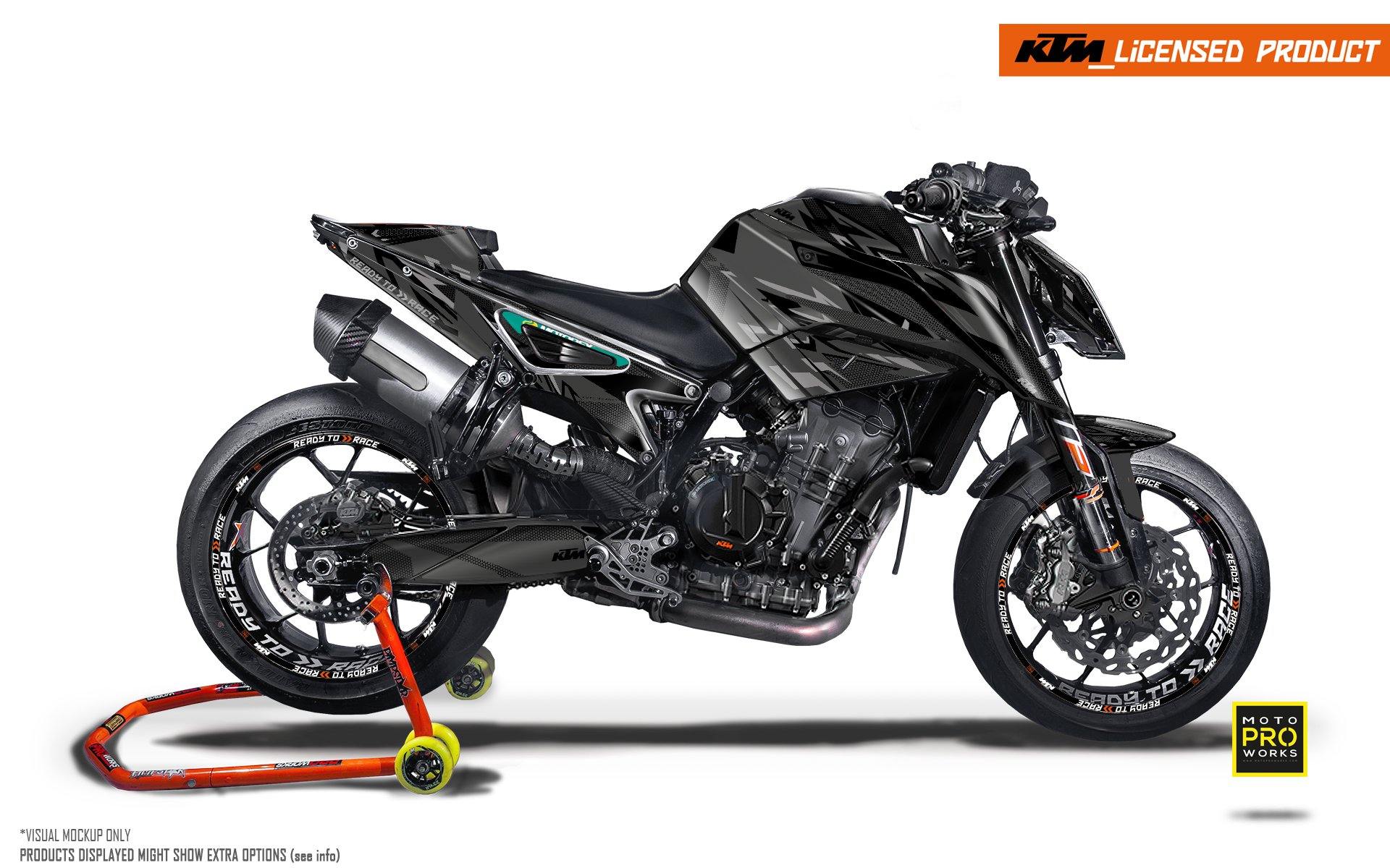 KTM 790/890 R Duke GRAPHIC KIT - "Fractal" (Black) - MotoProWorks | Decals and Bike Graphic kit