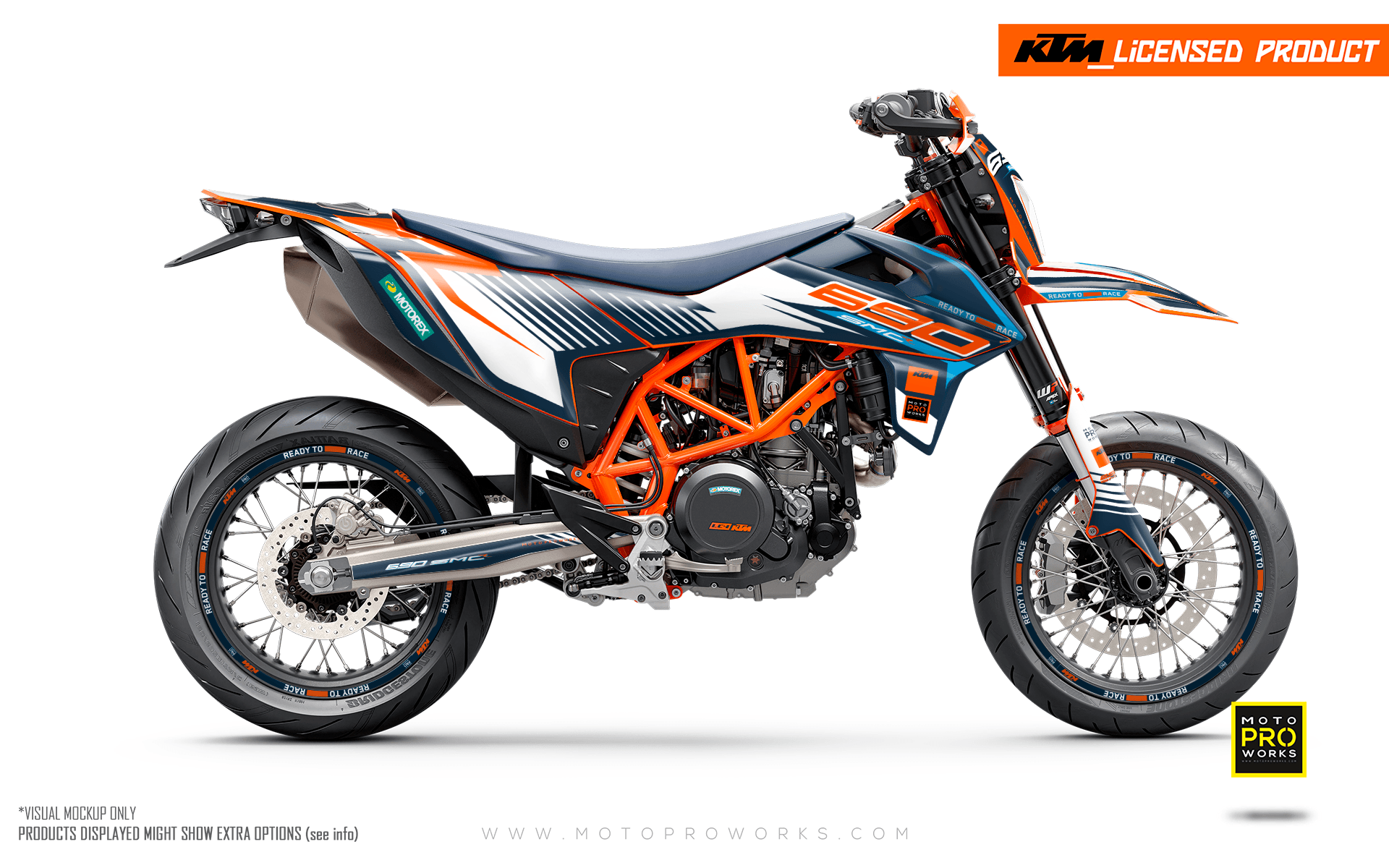 KTM GRAPHICS - 690 SMC-R "Fuel" (Blue/White/Orange) - MotoProWorks