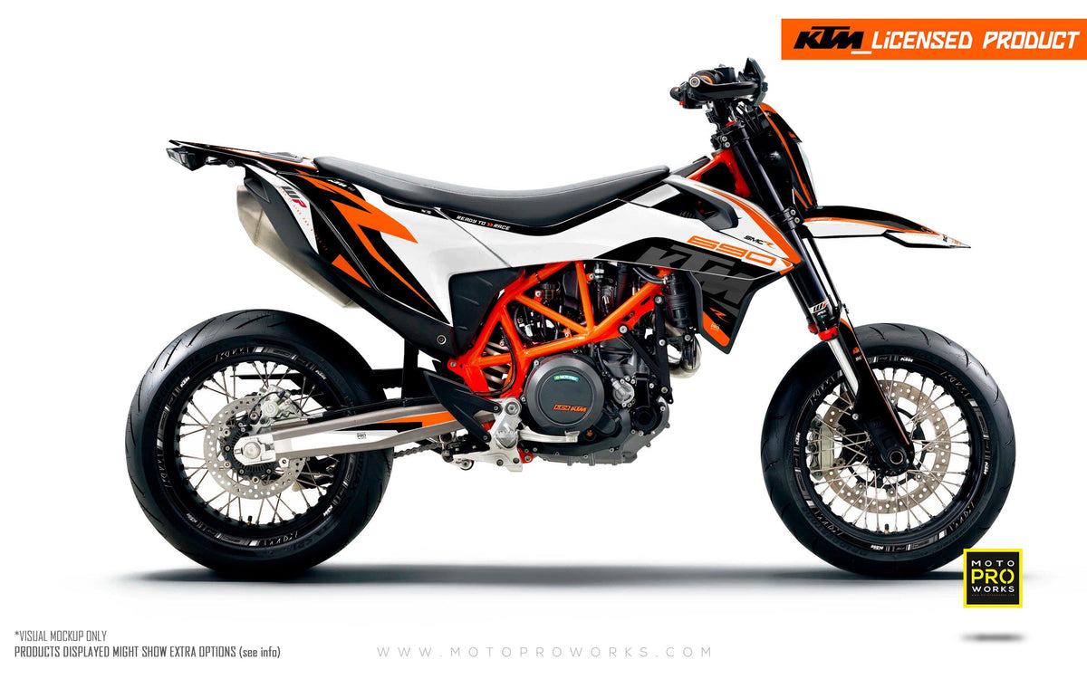 KTM GRAPHIC KIT - &quot;Torque&quot; (White/Black/Orange) - MotoProWorks | Decals and Bike Graphic kit
