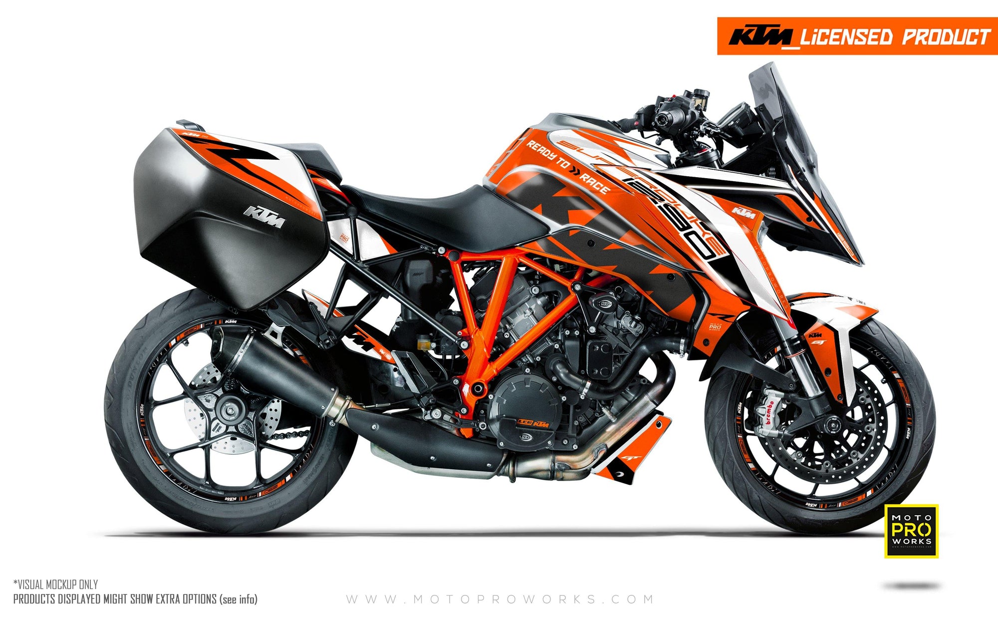 KTM Superduke 1290GT GRAPHIC KIT - "Torque" (White/Orange) - MotoProWorks | Decals and Bike Graphic kit