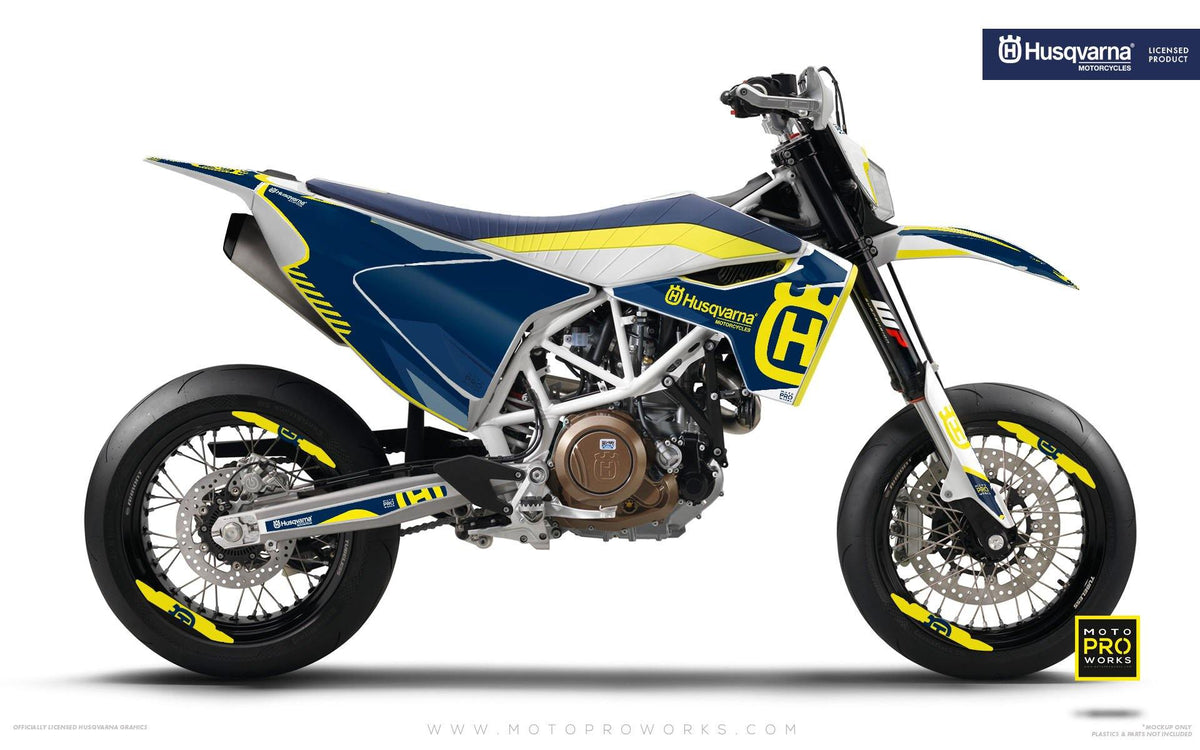 Husqvarna GRAPHIC KIT - &quot;FACTOR&quot; (Blue/yellow) - MotoProWorks | Decals and Bike Graphic kit