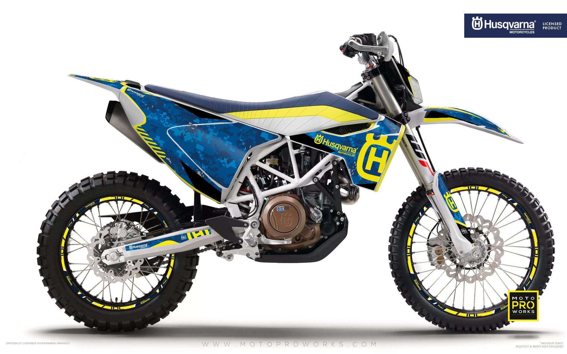Husqvarna GRAPHIC KIT - "FACTOR" (Marpatcamo/blue) - MotoProWorks | Decals and Bike Graphic kit