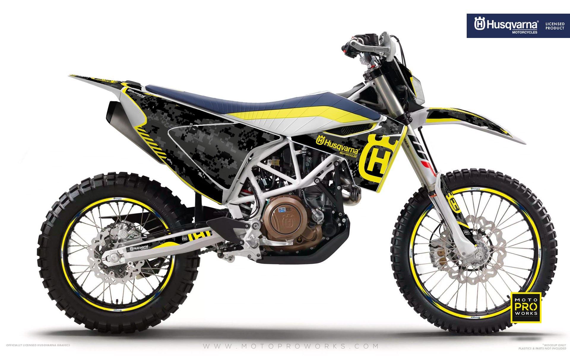 Husqvarna GRAPHIC KIT - "FACTOR" (Marpatcamo/yellow) - MotoProWorks | Decals and Bike Graphic kit