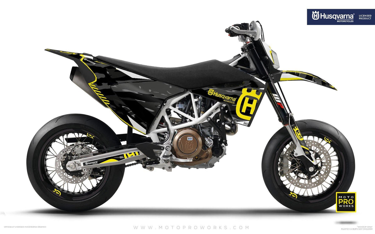 Husqvarna GRAPHIC KIT - &quot;FACTOR&quot; (Tigercamo/dark) - MotoProWorks | Decals and Bike Graphic kit