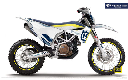 Husqvarna GRAPHIC KIT - "FACTOR" (White/blue) - MotoProWorks | Decals and Bike Graphic kit