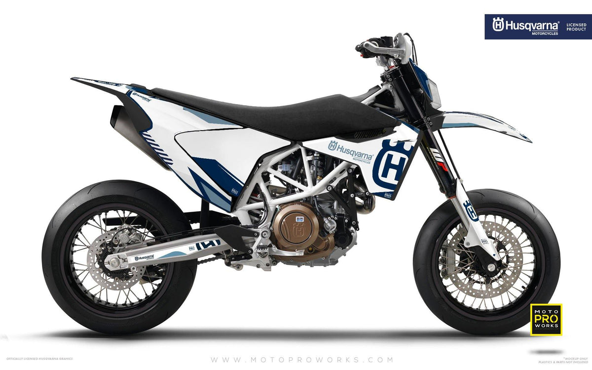 Husqvarna GRAPHIC KIT - &quot;FACTOR&quot; (White/blue) - MotoProWorks | Decals and Bike Graphic kit