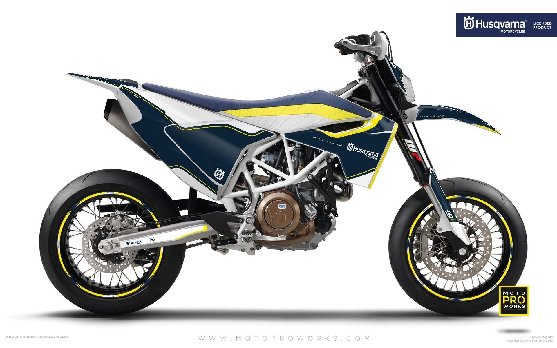 Husqvarna GRAPHIC KIT - "HERITAGE" (Blue) - MotoProWorks | Decals and Bike Graphic kit