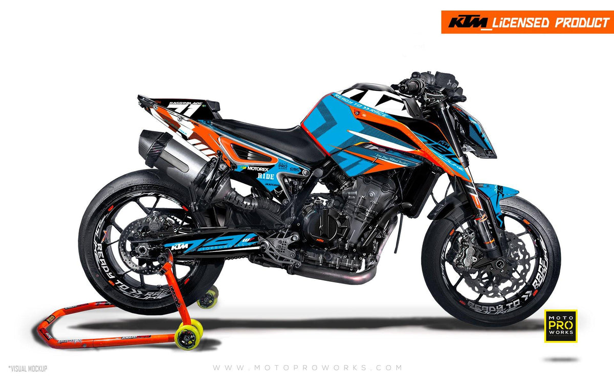 KTM 790 Duke GRAPHIC KIT - &quot;Rasorblade&quot; (Blue) - MotoProWorks | Decals and Bike Graphic kit