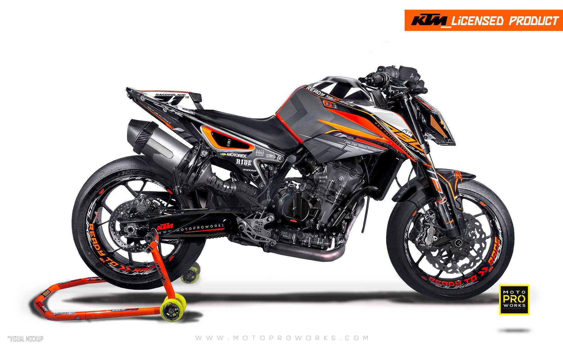 KTM 790 Duke GRAPHIC KIT - "Rasorblade" (Black/Orange) - MotoProWorks | Decals and Bike Graphic kit