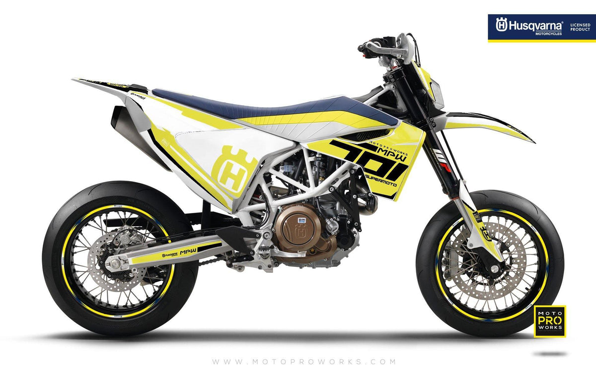 Husqvarna GRAPHIC KIT - &quot;SEVENOHONE&quot; (Yellow) - MotoProWorks | Decals and Bike Graphic kit