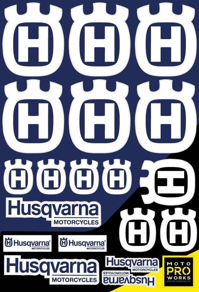 Husqvarna Sticker Sheets - "Large logo" (white) - MotoProWorks | Decals and Bike Graphic kit