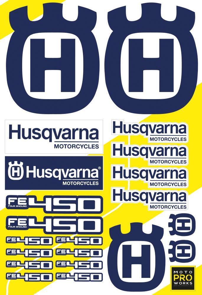Husqvarna Sticker Sheets - &quot;CC/Logo&quot; (blue) - MotoProWorks | Decals and Bike Graphic kit